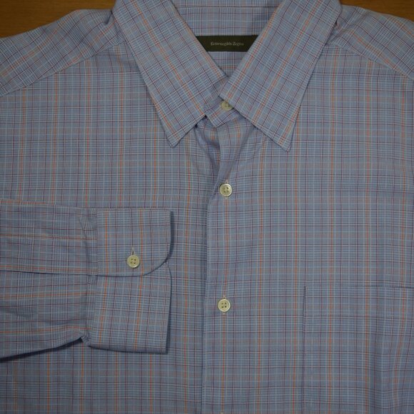 $790 NWT ERMENEGILDO ZEGNA COTTON MEN BLUE LONG SLEEVE SHIRT MEN XXL ITALY - Picture 8 of 13